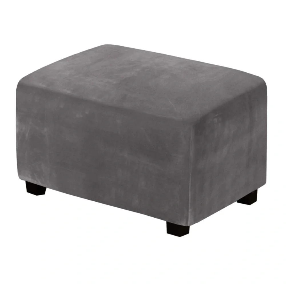 Elegant Gray Velvet Ottoman Slipcover